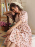 Peach Pure Cotton Floral Printed Tiered Dress